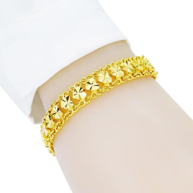 Gold bracelet, women's heart-shaped bracelet Cuban chain, fashionable jewelry women's wife gift mesh chain daughter surprise gift 18K gold