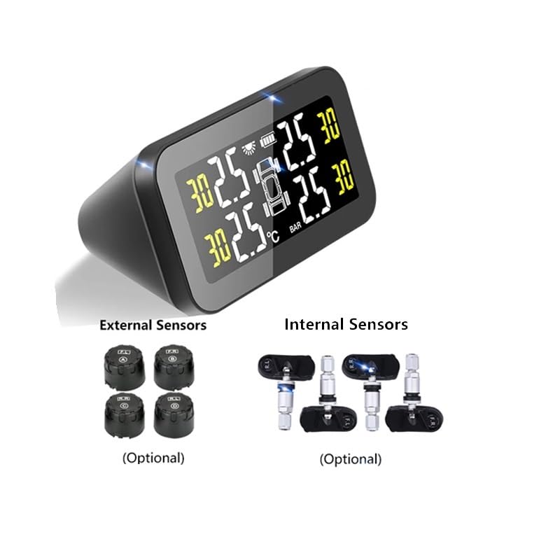 ReifendruckprüFer Solar Power Intelligente Drahtlose 4 Reifen Smart Auto Druck Monitor System Zubehör Werkzeug Reifendruckkontrollsystem(External sensors)