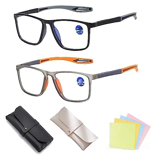 BreWel Glassesith 2024 New Colorwaies Sports Ultra-Light Anti-Blue Light Presbyopic Glasses,Sports Cycling Reading Glasses,Reading Glasses Progressive (2pcs-A,+3.00)