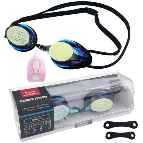 Tarpedrium Gafas de Natación, Antivaho Gafas Natación, Protección UV, Wasserdicht, Visión Clara, Swimming Goggles con Puentes Nasales Intercambiables, Fáciles de Ajustar, Unisex Adulto