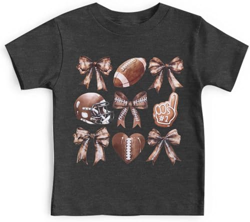 Image of JINTING Football Shirts for Boys Girls Game Day Tshirt Toddler Football Season Tee Kids Bow Coquette Tops