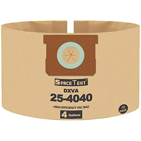 SpaceTent 10 Pack DXVA25-4040 Disposable Dust Filter Bag for DEWALT 4 Gallon Wet/Dry Vacs - Part # DXVA25-4040 (10 Pack) Cover