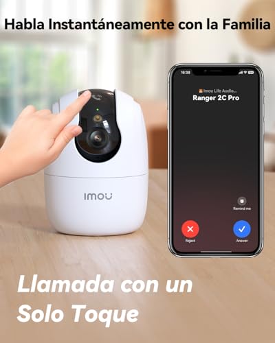 Miniatura 8 de Imou 2.4 5ghz Cámara Ip Wifi Interior, 2k 3mp Cámara Vigilancia Para Visión Nocturna En Color, Admite Tarjeta Sd Hasta 512 Gb, Ai Detección Y Seguimiento Automático, Botón Para Llamar, Ranger 2c Pro