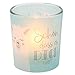 Produktbild Dekohelden24 Windlichtglas mit Motiv auf Einer transparenten Banderole, inkl. 1 Teelicht, H/Ø: 6,5 x 6 cm, Motiv: Schön DASS es Dich gibt.