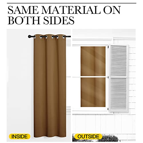 Image of NICETOWN Sound Reducing Room Divider Curtain Screen Partition, Function Thermal Blackout Patio Door Curtain Panel, Sliding Door Insulated Curtain, Gold Brown, 5ft Wide x 7ft Long