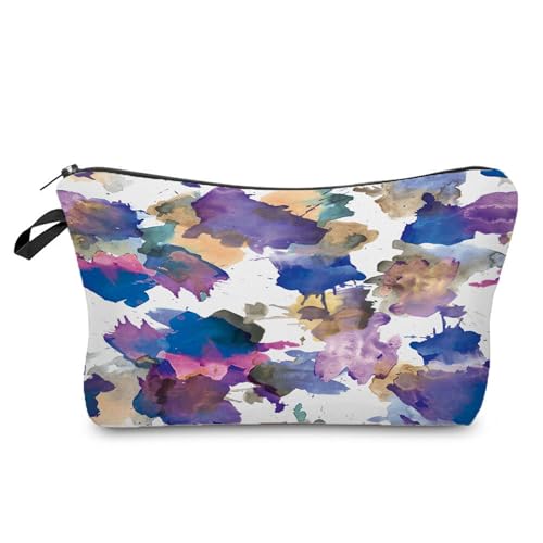 Neceser Maquillaje Morado Portátiles Neceser Pequeño con Cremallera,Bolsa Maquillaje para Mujer,Monedero Pequeño Impresa