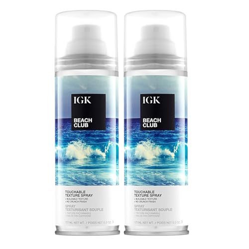 IGK BEACH CLUB Touchable Texture Spray | Hold + Volume + Lightweight | Vegan + Cruelty Free | 5.0 oz (Pack of 2)