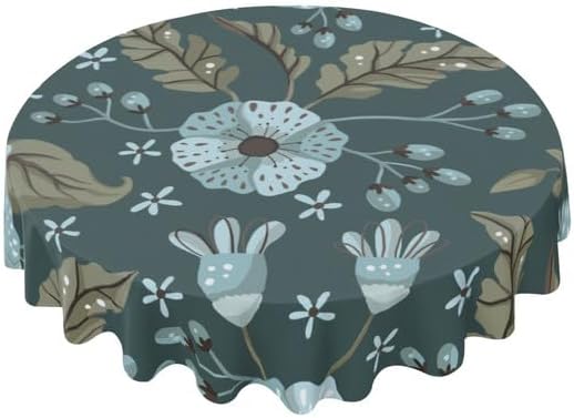 Exquisite Round Tablecloth Floral Table Cloth Decor Washable Table Cover with Wrinkle Resistant for Home Kitchen Dining Room Picnic Camping Party