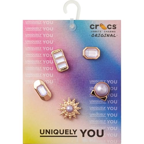 Image of Crocs Unisex's Jibbitz Shoe Gold Multi Pack, Bling Charms, Summer Nostalgia, 5 Pack