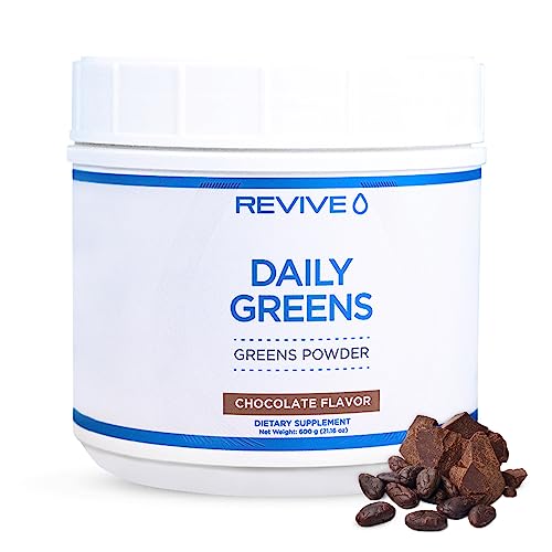 Revive-MD-Super-Greens-Powder-Mix-Smoothie-Juice-Mix-with-Green-Superfoods-Blend-of-Wheatgrass-Spirulina-Chlorella-Probiotics-Inulin-Fiber-for-Digestive-Health-Gut-Health-Chocolate