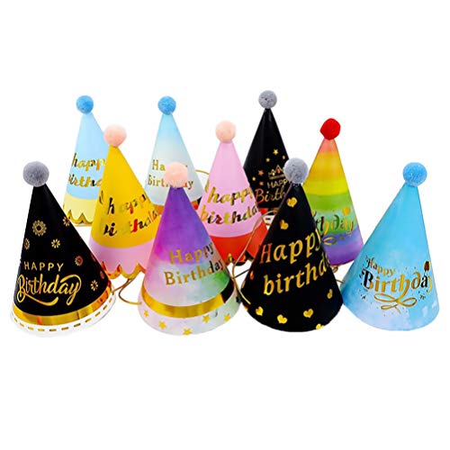 NUOBESTY 10pcs Kids Birthday Party Hat Hats Birthday Party Decorations Birthday Cap Birthday Party Favor Party Cone Cap Hat for Kids Party Cap Decorations Child Aldult Conical Cap Paper