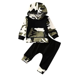 Infant Baby Boys 2 Pieces Clothes Set Camouflage Print Hoodie Tops + Long Pants Toddler Winter Outfits
