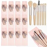 Lemecima 12 Sets Travel Makeup Brush Set Brushes Bag Bridesmaid Gift Synthetic Fiber Face Make up Brushes Angled Blush Brush for Wedding Bridal Shower Favors Bachelorette Party Gift