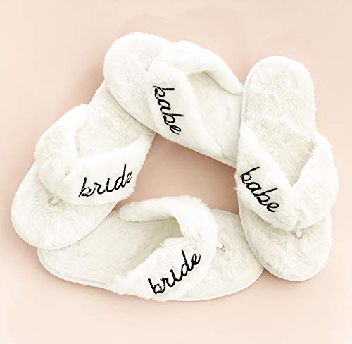 Bride Slippers Wedding Slippers Bridal Shower Gift for Bride to Be, Bridal Party Slippers Fuzzy2