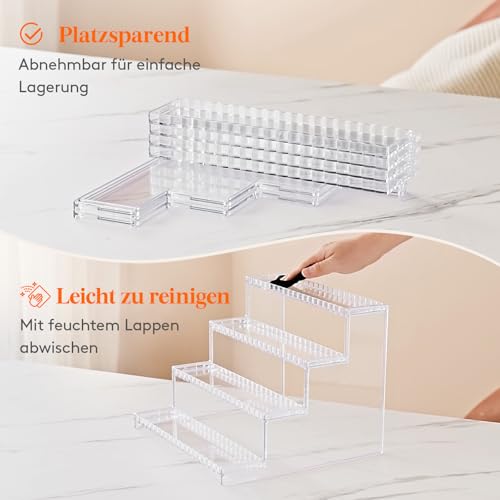 Lifewit 4-stufiger transparenter Parfümständer mit Gitter, Kunststoff Parfüm Organizer Auslage, Acryl Vitrine für Make-up, Cupcake, Dessert, Gewürz, Arbeitsplatte, Vanity, Dresser, 1 Pack, 30,48 cm