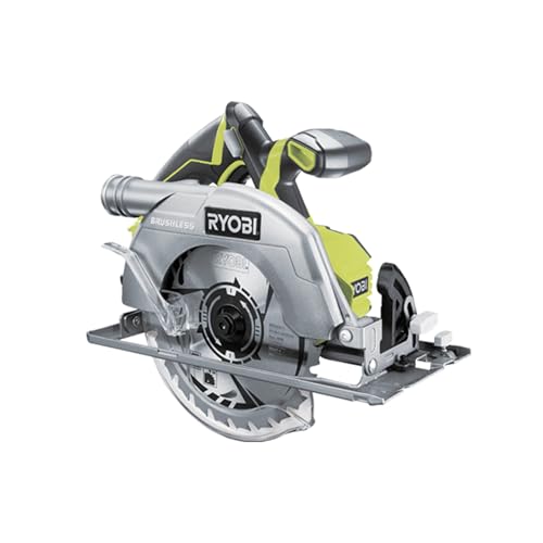 RYOBI 18 V ONE+ Brushless Akku-Handkreissäge R18CS7-0 (Sägeblatt-Ø 184mm, Schnitttiefe 90°/45° 60°/42mm, werkzeuglose Tiefeneinstellung, inkl.Sägeblatt, Parallelanschlag, ohne Akku & Ladegerät)