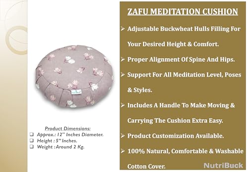 Image of Buckwheat ZAFU Meditation Cushion Filled with Buckwheat Hulls (VINTAGE MAUVE)