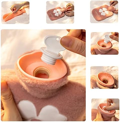 Hot Water Bottle,Hot Water Bottle with Cover, 500ML Small Hot Water Bottle,Wearable hot Water Bottle,Mini hot Water Bottle, Great Gift for Women, Seniors & Children (Pink)
