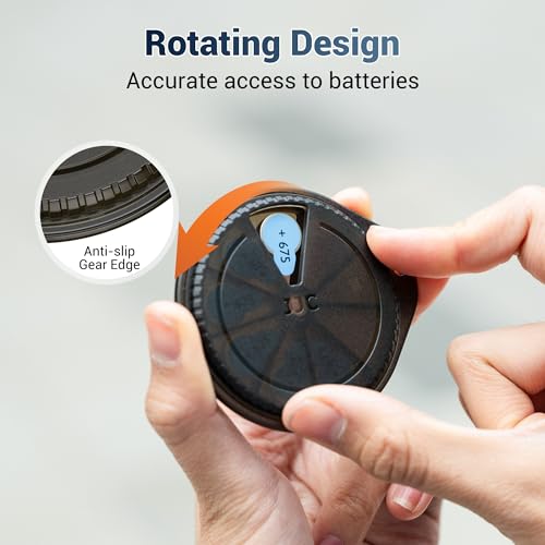 Image of Kiorafoto Rotatable Size 675 LR44 Battery Case,Slim Portable Cell Coin Battery Holder with Keychain for 8X LR44 AG13 SR44 P675 Batteries(NOT Fit Extra Long Tab)