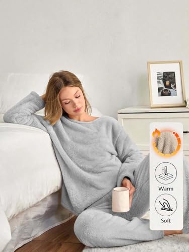 Image of KOTTY Women's Fleece White Winter Cord Set | Cozy Track Suit with Sweatshirt & Pants | Perfect for Airport & Jogging Look