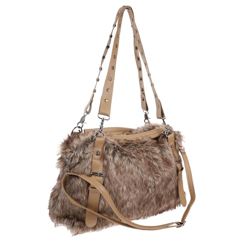 OATIPHO Bolso Hombro de Peluche Marrón para Mujer Gran Capacidad, Estilo Moderno y Casual Adecuado para Trabajo y Viajes Diarios