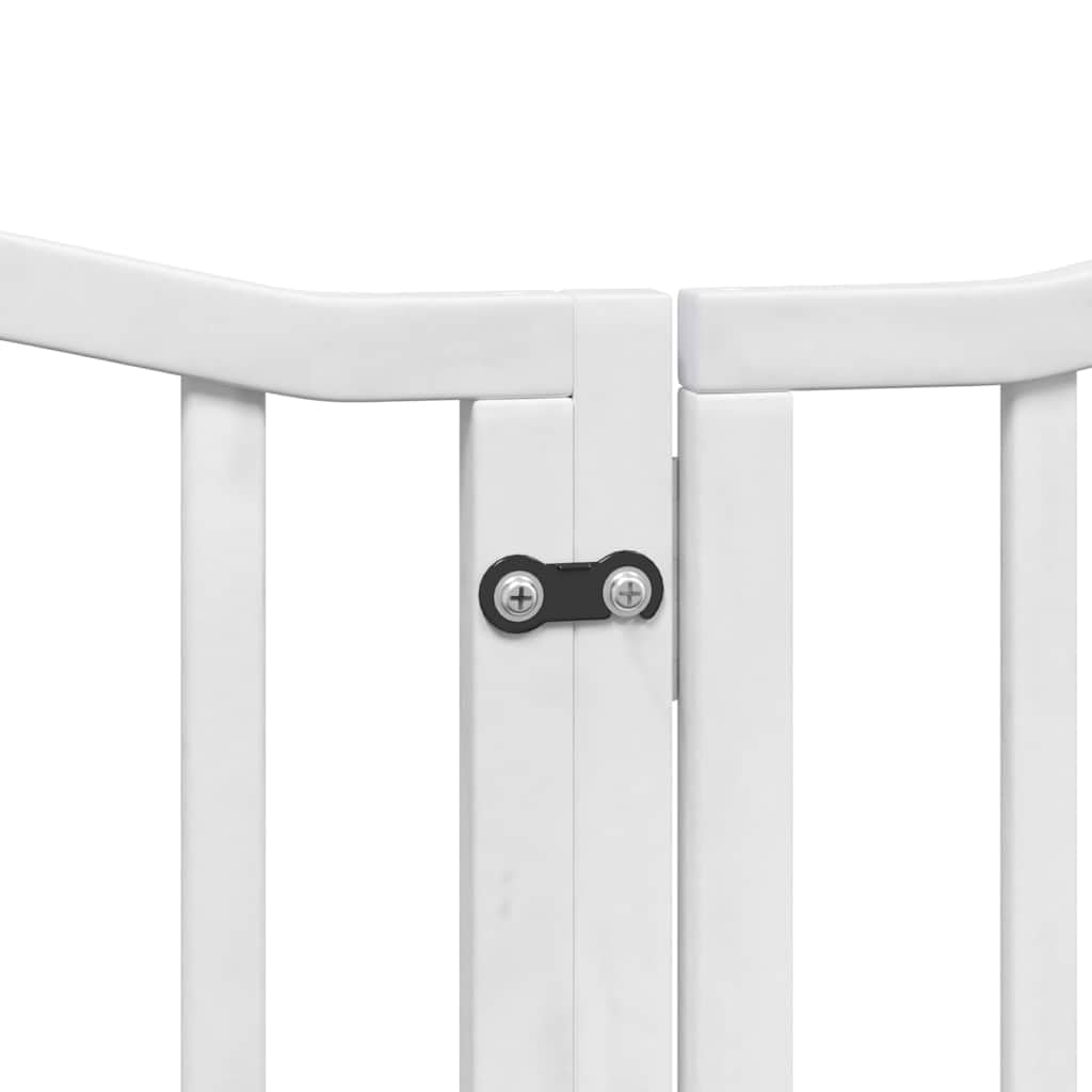 vidaXL Puerta de Perros Plegable 15 Paneles Madera álamo Blanca 750 cm, Puerta para Mascotas, Puerta de Seguridad para Perros, Puerta para Perros de Seguridad