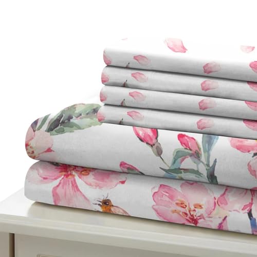 Housse de couette fleurs printanières 3D parure de lit 200x200 microfibre
