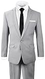 Black n Bianco Signature Boys' Slim Fit Suit Complete Outfit (12, Light Gray)