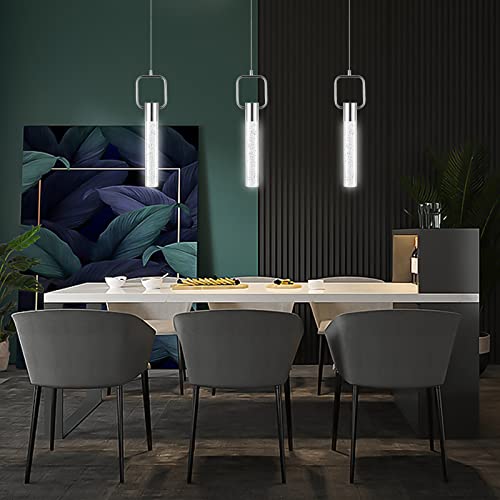 Mateyrie Pendant Light Fixtures Pendant Light Led Modern Kitchen Island Lighting Fixtures Chrome Crystal Hanging Lights Bubble Pendant Lighting 8W Square #TOP7