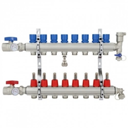 8 Port Brass PEX Heating Manifold w/PEX adapters