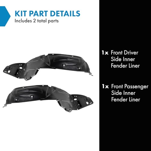 Image of TRQ Front Inner Fender Liner Set Compatible with 2004-2005 Honda Civic HO1248121 HO1249121