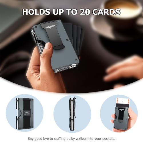 Wallet for Men, Money Clip Wallet with Cash Strap, Slim Card Wallet, RFID Blocking Card Holder, Holds up to 20 cards4
