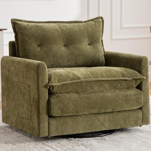 Kolavess Oversized Chenille Swivel Chair