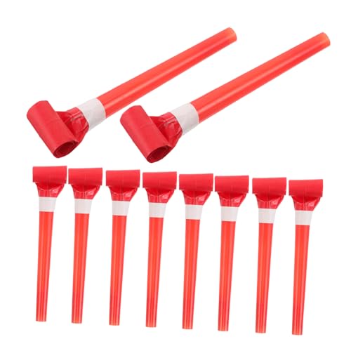 BESPORTBLE 50pcs Party Blowers Noisemakers: Blowouts Whistles Squawkers Fringed Noise Maker Blowouts Noisemakers Funny Blowers Musical Party Horns Red