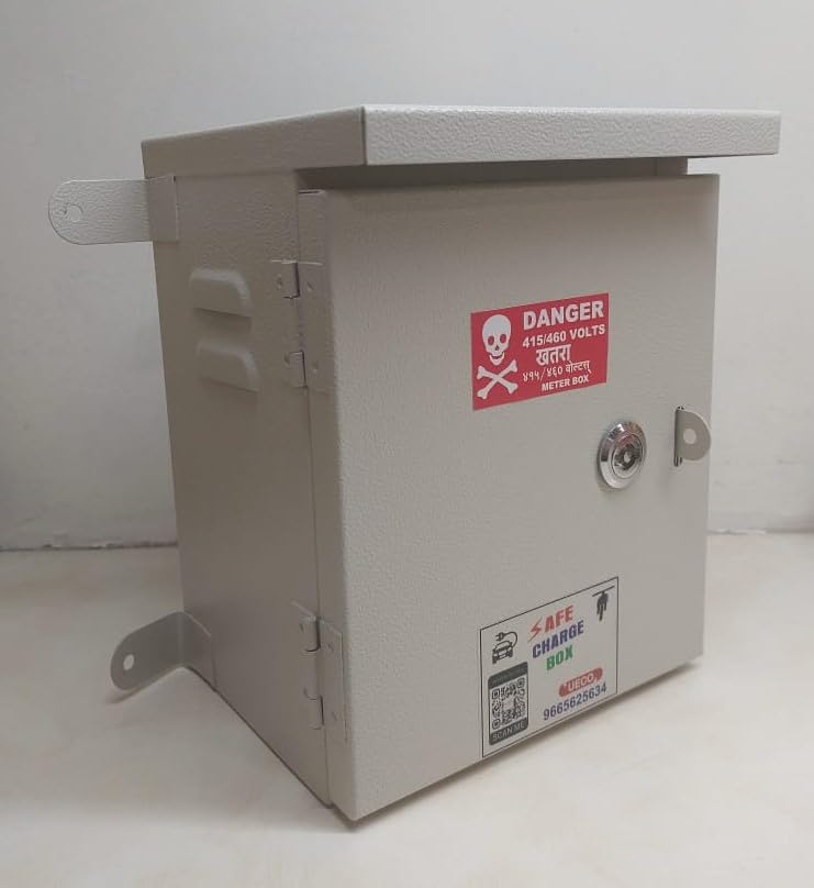 Image of Safe Charge Box for EV - Weatherproof Lockable Metal Enclosure with Pre-Installed MCB | Wall Mount Electrical Box for Home & Commercial EV Charging Setup | (7 inchx9 inchx6 inch)