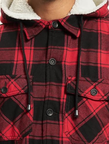 Brandit Lumber Jacket Hooded, Uomo, Red/Black, S - 5