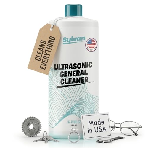 Sylvan Hills Ultrasonic Cleaner Solution Concentrate + Free Cleaning Cloth | Makes 50 Gal. | Made in The USA | For All Ultrasonic Machines | Cleaning Liquid 32 Oz.