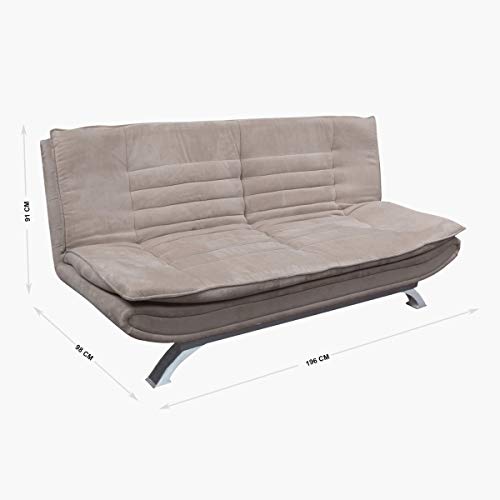 Image of Home Centre 3 Seater Polyester Faith Fabric Sofa Cum Bed (Beige)