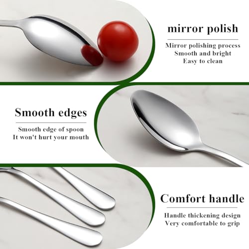 Dinner Spoons Set 12pcs, 18.7cm Soup Spoon Berglander Food Grade Stainless Steel Silverware Spoons, Metal Tablespoon for Home, Kitchen or Restaurant Mirror Polished, Dishwasher Safe - Image 5