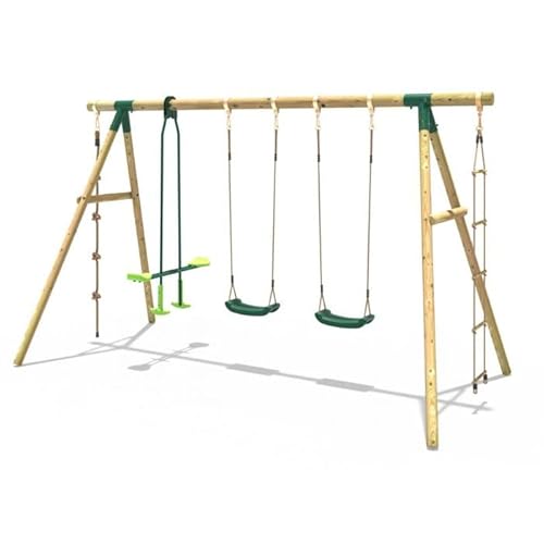 image for Rebo® Children's Wooden Garden Swing Set - Saturn | OutdoorToys | Pre