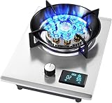 Mini Gas Stove hob 33CM Home Kitchen Cooktop Table-Top/Built-in 1 BurnersGas Cooker Flameout Protection Child Lock Knob NG/LPG Switchable Compatible with All Cookware(NG)