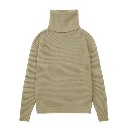 Image of chouyatou Women's Turtleneck 2 Piece Outfits Ribbed Knit Sweater Midi Pencil Skirt Set
