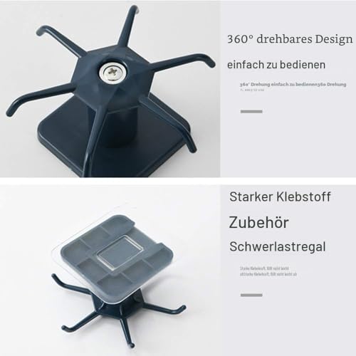 Foto von BAIEUEJO 2 Stücke 360° drehbarer Hakenleiste für Küchenutensilien,kein Bohren Selbstklebende Haken,Hakenleiste für Küche/Bad/Garderobe (Schwarz).