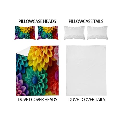 Housse de couette super king fleurs imprimé 3D microfibre 260x220cm - 4