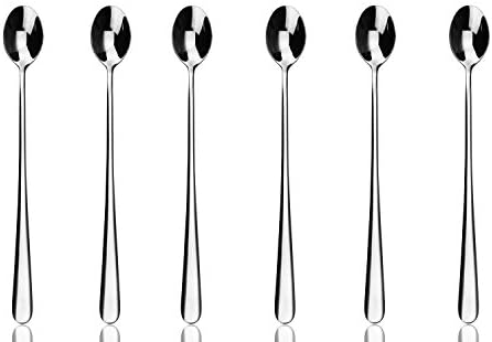 Colorize Life 9 inch 18/10 Stainless Steel Long Handle Iced Tea Spoon, Coffee Spoon, Fruit Juice Spoon, Mixing Spoon, set of 6