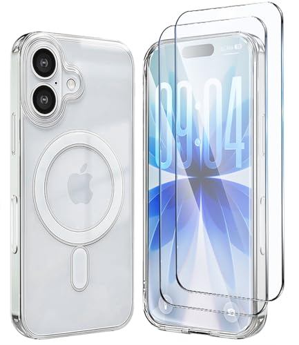 Image of TOPF&B Magnetic Case Compatible with iPhone 17,Compatible with Magsafe,Anti-Yellowing Cover,Transparent Screen Protector,Clear Case for iPhone 17,Crystal Clear
