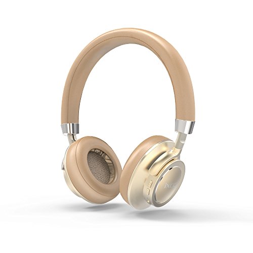 iXCC 17 Hrs Bluetooth V4.1 On- Ear Headphones with Mic, Hi-Fi Stereo Low Latency Wireless Headset, Soft Memory-Protein Earmuffs, and Wired Mode for PC/Cell Phones/TV - Gold