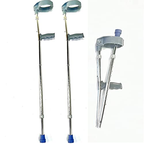 Składana kula ortopedyczna, lekka, aluminiowa, 10-stopniowa, regulowana wysokość, ergonomiczna podpórka na łokieć, uchwyt antypoślizgowy, przenośna pomoc do chodzenia dla osób starszych i dorosłych