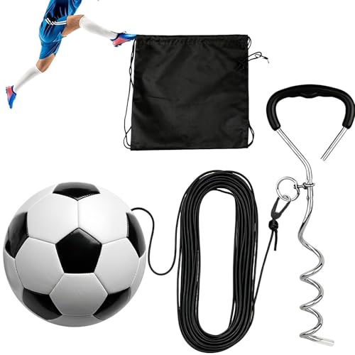 Entraîneur de football avec corde et piquet de jardin