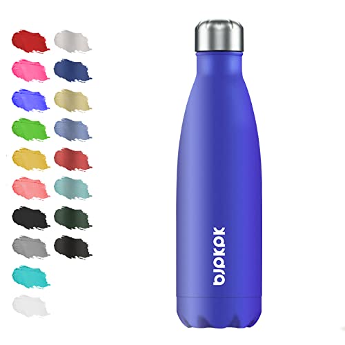 BJPKPK Insulated Water Bottles -17oz/500ml -Stainless Steel Water bottles,Sports water bottles Keep cold for 24 Hours and hot for 12 Hours,BPA Free kids water bottles for School- Blue
